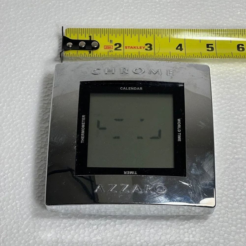 Azzaro Chrome Digital Desk Alarm Clock Vintage Retro Novelty Timepiece Part/Repa